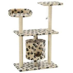 Budget 🤩 vidaXL Arbre à chat avec griffoir en sisal 95 cm Beige Motif de pattes 👍