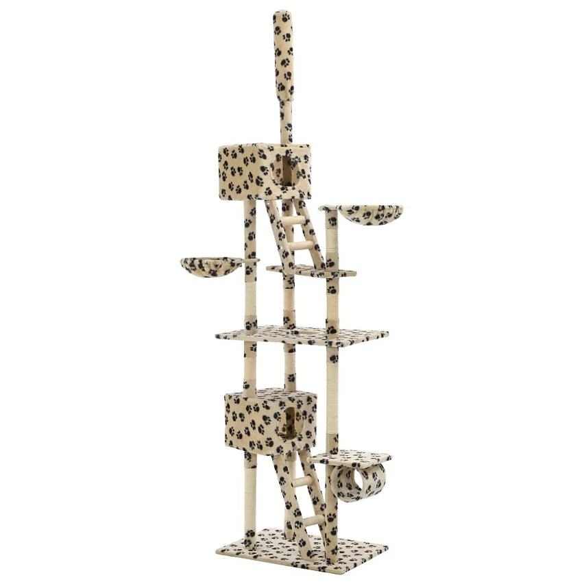 De gros 😉 vidaXL Arbre à chat avec griffoir en sisal 230-260cm Beige Motif patte ✨ 1 De gros 😉 vidaXL Arbre à chat avec griffoir en sisal 230-260cm Beige Motif patte ✨