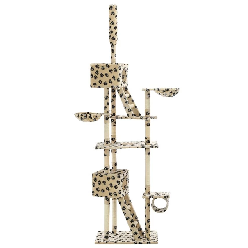 De gros 😉 vidaXL Arbre à chat avec griffoir en sisal 230-260cm Beige Motif patte ✨ 2 De gros 😉 vidaXL Arbre à chat avec griffoir en sisal 230-260cm Beige Motif patte ✨ – Image 2