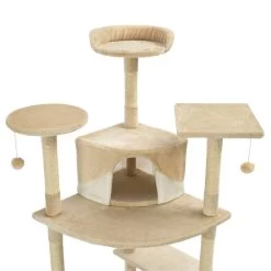 Promo 🥰 vidaXL Arbre à chat avec griffoirs en sisal 203 cm Beige et Blanc ⌛ -Promos Chat Boutique 8718475598343 4