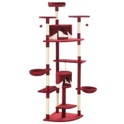 Coupon 👏 vidaXL Arbre à chat avec griffoirs en sisal 203 cm Rouge et Blanc 💯