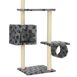 Tout neuf 🤩 vidaXL Arbre à chat avec griffoirs en sisal 260 cm Gris Motif pattes 🔔 -Promos Chat Boutique 8718475598404 5