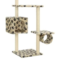 Nouveau ✔️ vidaXL Arbre à chat avec griffoirs en sisal 260 cm Beige Motif pattes ⌛ -Promos Chat Boutique 8718475598428 5