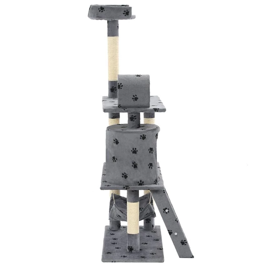 Coupon 😀 vidaXL Arbre à chat avec griffoir en sisal 140 cm Gris Motif de pattes ❤️ 3 Coupon 😀 vidaXL Arbre à chat avec griffoir en sisal 140 cm Gris Motif de pattes ❤️ – Image 3