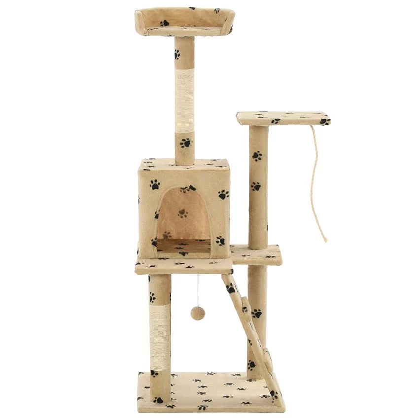 De gros ✨ vidaXL Arbre à chat avec griffoirs en sisal 120 cm Beige Motif pattes 🧨 1 De gros ✨ vidaXL Arbre à chat avec griffoirs en sisal 120 cm Beige Motif pattes 🧨