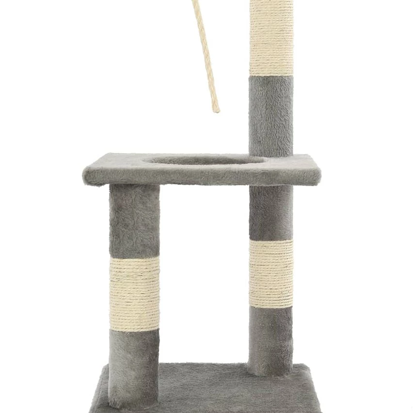 Vente flash 🧨 vidaXL Arbre à chat avec griffoirs en sisal 109 cm Gris 🔥 4 Vente flash 🧨 vidaXL Arbre à chat avec griffoirs en sisal 109 cm Gris 🔥 – Image 4