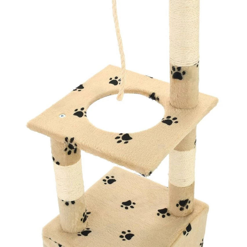 Meilleur prix 💯 vidaXL Arbre à chat avec griffoirs en sisal 109 cm Beige Motif pattes ✔️ 3 Meilleur prix 💯 vidaXL Arbre à chat avec griffoirs en sisal 109 cm Beige Motif pattes ✔️ – Image 3