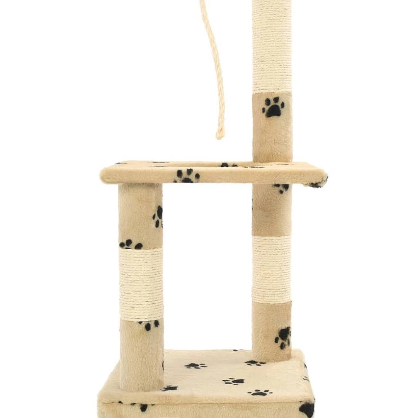 Meilleur prix 💯 vidaXL Arbre à chat avec griffoirs en sisal 109 cm Beige Motif pattes ✔️ 4 Meilleur prix 💯 vidaXL Arbre à chat avec griffoirs en sisal 109 cm Beige Motif pattes ✔️ – Image 4