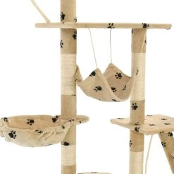 Vente flash ❤️ vidaXL Arbre à chat et griffoirs 230-250 cm Empreintes de pattes Beige 😍 -Promos Chat Boutique 8718475600206 5