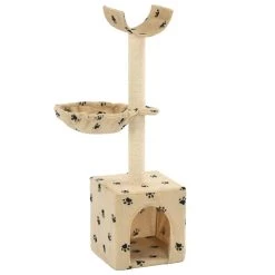 Meilleure vente 🔥 vidaXL Arbre à chat et griffoirs en sisal 105 cm Beige Motif de pattes ✔️