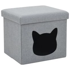 Remise 🔔 vidaXL Lit pliable pour chats Faux lin 37 x 33 x 33 cm Gris ⭐