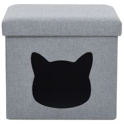Remise 🔔 vidaXL Lit pliable pour chats Faux lin 37 x 33 x 33 cm Gris ⭐ -Promos Chat Boutique 8718475616641 4