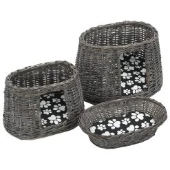 Vente flash 🎉 vidaXL Jeu de panier pour chats 3 pcs avec coussins Gris 47x34x60 cm 🥰 -Promos Chat Boutique 8719883682761 5