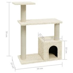 Tout neuf 💯 vidaXL Arbre à chat avec griffoirs en sisal Crème 70 cm ⭐ -Promos Chat Boutique 8720286566893 5