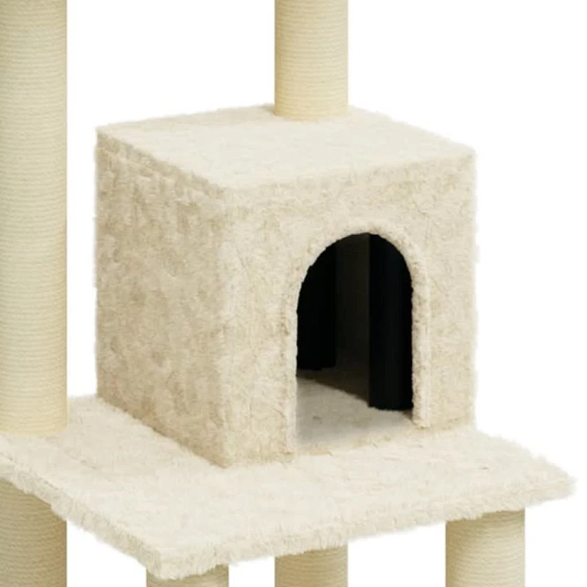 Vente flash 🌟 vidaXL Arbre à chat avec griffoirs en sisal Crème 105 cm 💯 2 Vente flash 🌟 vidaXL Arbre à chat avec griffoirs en sisal Crème 105 cm 💯 – Image 2