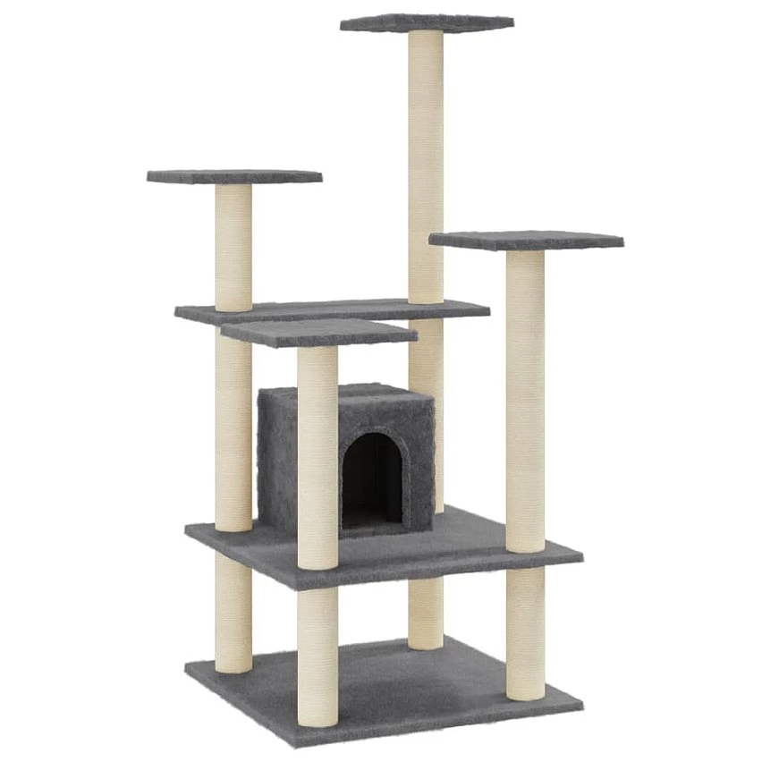 Nouveau 🔔 vidaXL Arbre à chat avec griffoirs en sisal Gris foncé 110 cm 🔥 1 Nouveau 🔔 vidaXL Arbre à chat avec griffoirs en sisal Gris foncé 110 cm 🔥