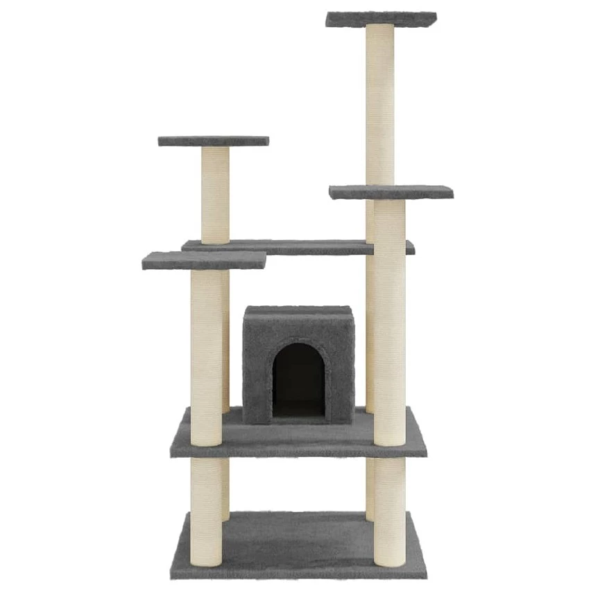 Nouveau 🔔 vidaXL Arbre à chat avec griffoirs en sisal Gris foncé 110 cm 🔥 2 Nouveau 🔔 vidaXL Arbre à chat avec griffoirs en sisal Gris foncé 110 cm 🔥 – Image 2