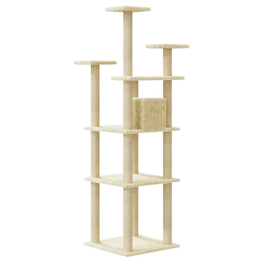 Remise 🔔 vidaXL Arbre à chat avec griffoirs en sisal Crème 171 cm 👏 3 Remise 🔔 vidaXL Arbre à chat avec griffoirs en sisal Crème 171 cm 👏 – Image 3