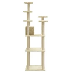 Remise 🔔 vidaXL Arbre à chat avec griffoirs en sisal Crème 171 cm 👏 7 Remise 🔔 vidaXL Arbre à chat avec griffoirs en sisal Crème 171 cm 👏 -Promos Chat Boutique 8720286760574 5