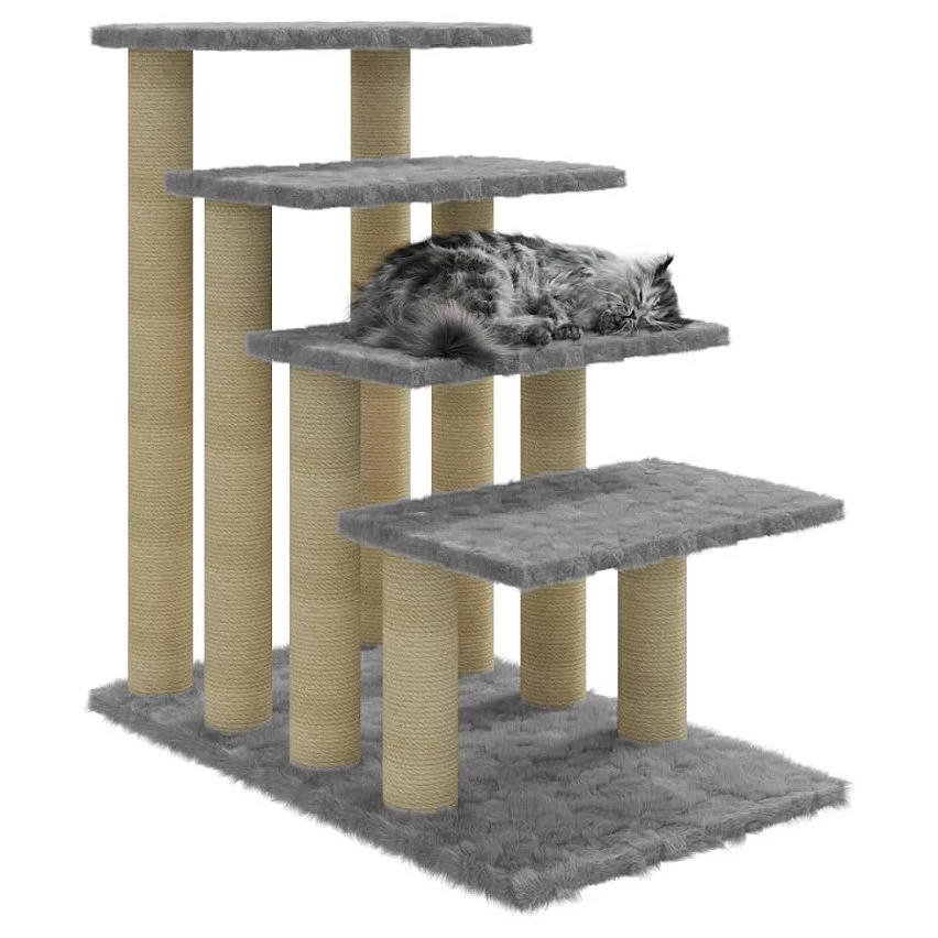 Offres 👍 vidaXL Arbre à chat avec griffoirs en sisal Gris clair 63 cm 🔔 2 Offres 👍 vidaXL Arbre à chat avec griffoirs en sisal Gris clair 63 cm 🔔 – Image 2