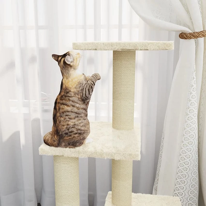 Grosses soldes ⌛ vidaXL Arbre à chat avec griffoirs en sisal Crème 92 cm 😀 1 Grosses soldes ⌛ vidaXL Arbre à chat avec griffoirs en sisal Crème 92 cm 😀