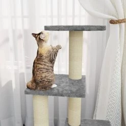 Meilleure affaire 🛒 vidaXL Arbre à chat avec griffoirs en sisal Gris clair 92 cm 🌟