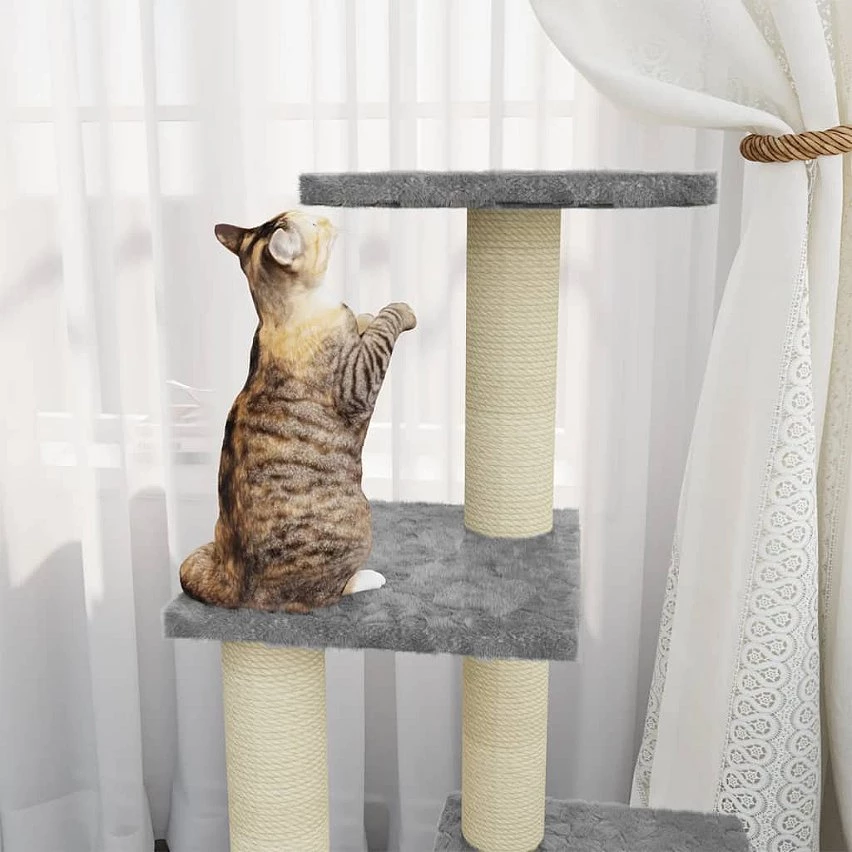 Meilleure affaire 🛒 vidaXL Arbre à chat avec griffoirs en sisal Gris clair 92 cm 🌟 1 Meilleure affaire 🛒 vidaXL Arbre à chat avec griffoirs en sisal Gris clair 92 cm 🌟