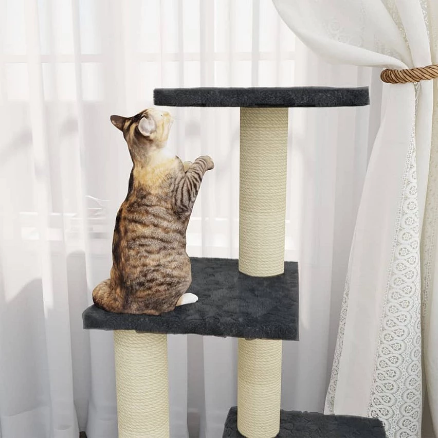 Top 10 ❤️ vidaXL Arbre à chat avec griffoirs en sisal Gris foncé 92 cm 😀 2 Top 10 ❤️ vidaXL Arbre à chat avec griffoirs en sisal Gris foncé 92 cm 😀 – Image 2