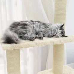 Promo 🥰 vidaXL Arbre à chat avec griffoirs en sisal Crème 155 cm 😍 -Promos Chat Boutique 8720286761076 3