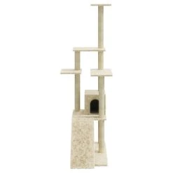 Promo 🥰 vidaXL Arbre à chat avec griffoirs en sisal Crème 155 cm 😍 -Promos Chat Boutique 8720286761076 4