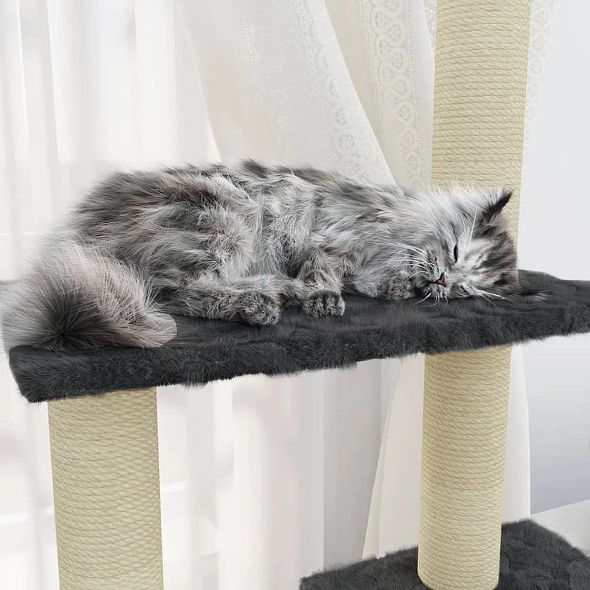 Tout neuf 👏 vidaXL Arbre à chat avec griffoirs en sisal Gris foncé 155 cm 🔔 2 Tout neuf 👏 vidaXL Arbre à chat avec griffoirs en sisal Gris foncé 155 cm 🔔 – Image 2